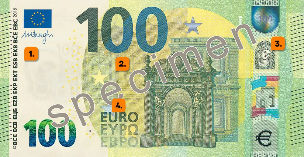 Elementos de seguridad billete euro